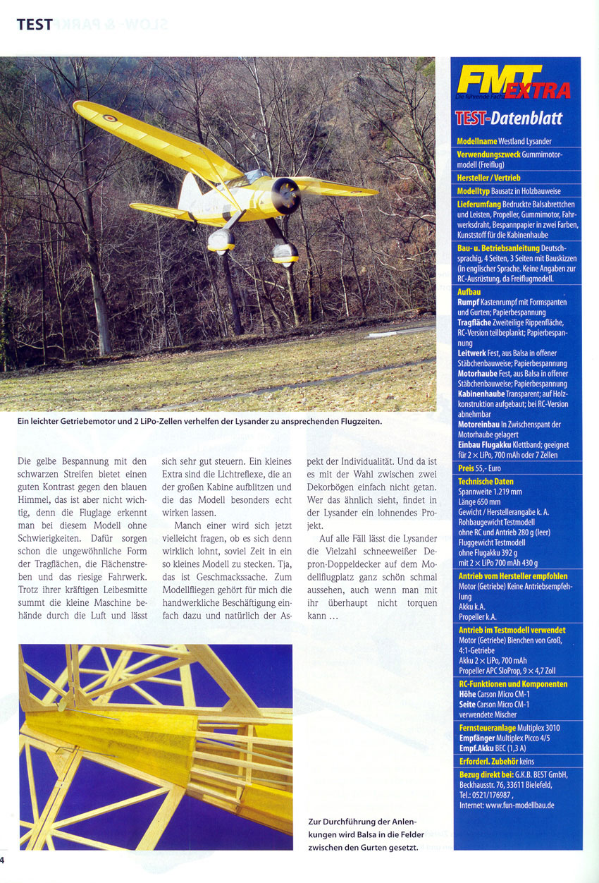 50" Westland Lysander Construction(German language)